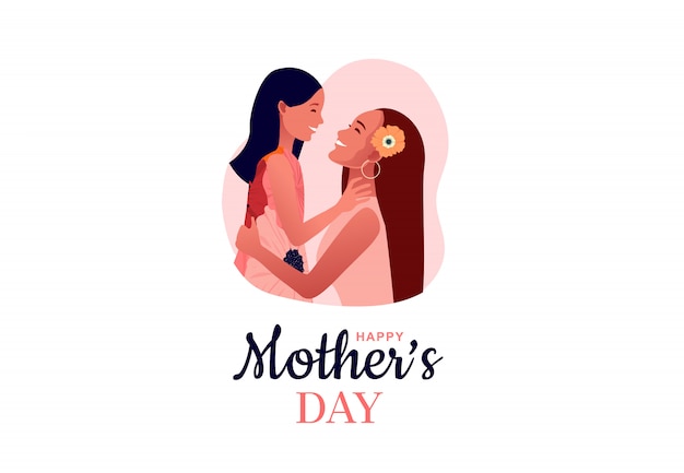 Szczęśliwego dnia Matki. Mama przytula swoją córkę. Miłość mamy