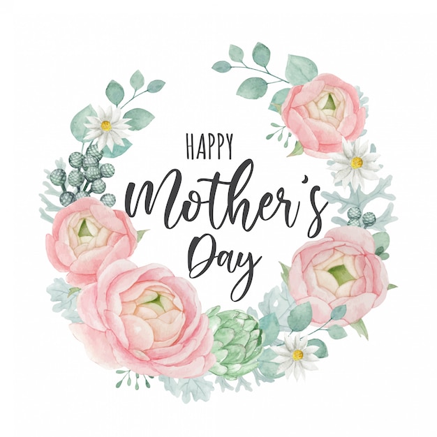 Szczęśliwego Dnia Matki Pozdrowienie Szablon Projektu Z Pięknym Wieniec Kwiatowy