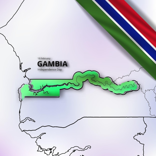 Szczęśliwego Dnia Niepodległości Gambii, Kombinacji Mapy I Projektu Flagi