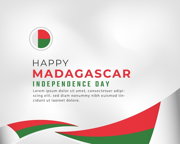 Szczęśliwego Dnia Niepodległości Madagaskaru 26 Czerwca Obchody Na Plakat Baner Reklamowy Kartkę Z życzeniami