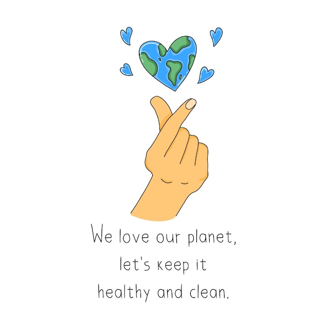 Szczęśliwego Dnia Ziemi Kartkę Z życzeniami Ilustracja Wektorowa Tekst O Uratowaniu Planety Czysty I Zdrowy Gest Miłości Z Planetą Ziemia W Kształcie Serca