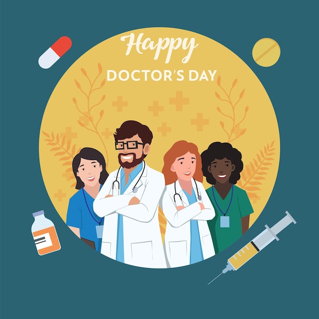 Plik wektorowy szczęśliwego narodowego dnia lekarza social media post wektor ilustracja szczęśliwy dzień lekarzy, którzy mają w pełni co