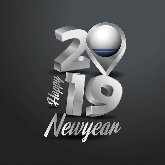 Szczęśliwego Nowego Roku 2019 Grey Typography