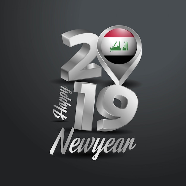 Szczęśliwego Nowego Roku 2019 Grey Typography