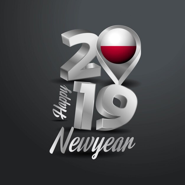 Szczęśliwego Nowego Roku 2019 Grey Typography