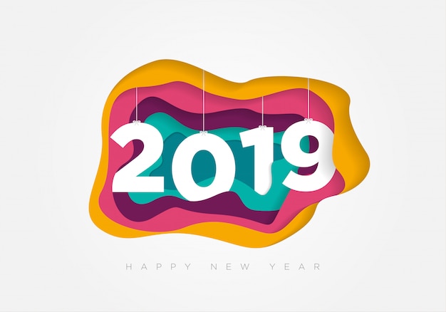 Szczęśliwego Nowego Roku 2019 Projekt Tła Z Modnym Stylu