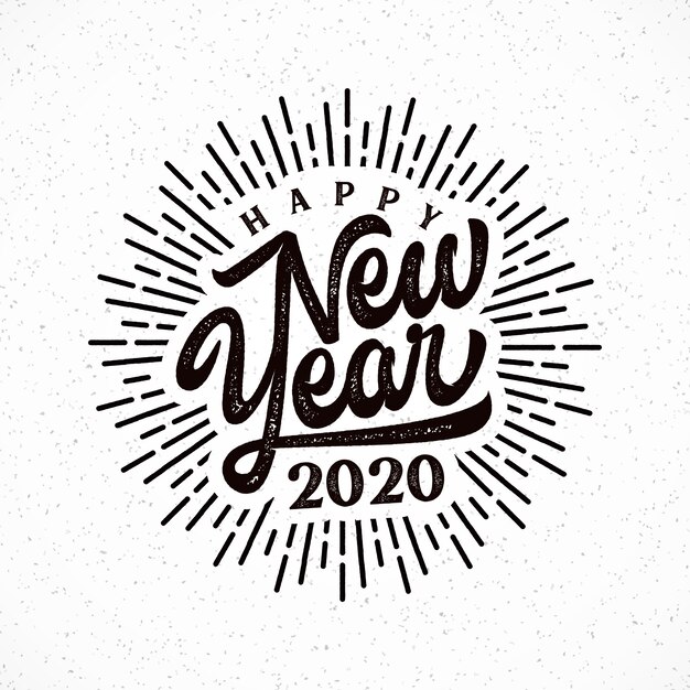 Plik wektorowy szczęśliwego nowego roku 2020 napis z ilustracją serii.