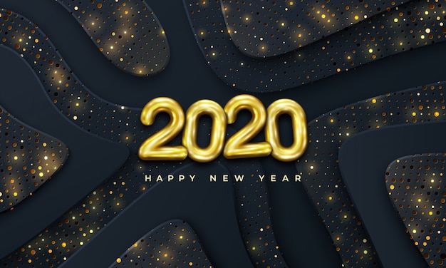 Szczęśliwego Nowego Roku 2020 Z Kombinacją świecących Kropek.