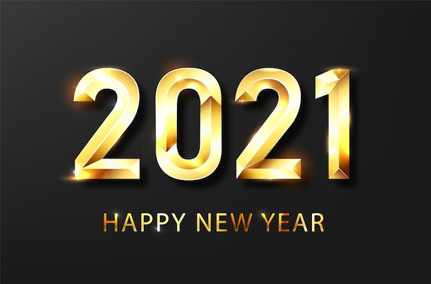 Szczęśliwego nowego roku 2021 banner. Złoty tekst luksusowy wektor 2021 Szczęśliwego nowego roku.