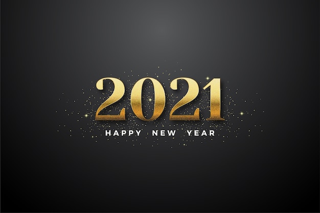Szczęśliwego Nowego Roku 2021 Ze Złotymi Numerami I Złotym Brokatem.