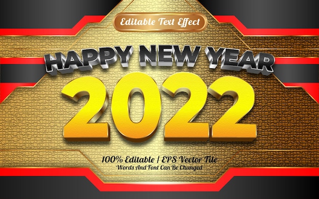 Szczęśliwego Nowego Roku 2022 Czarno-żółta Złota Tekstura Z Edytowalnym Efektem Tekstowym