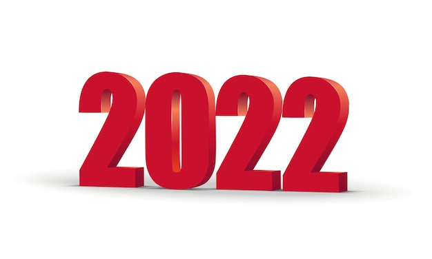 Szczęśliwego Nowego Roku 2022 czerwone numery 3D na przezroczystym tle