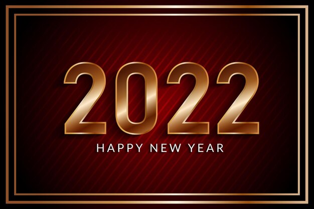 szczęśliwego nowego roku 2022 czerwone tło ze złotym numerem