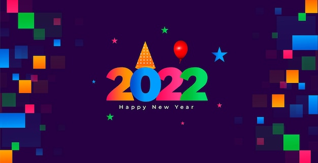 Szczęśliwego Nowego Roku 2022 Kolorowy Projekt Tła Z Nagłówkiem Kalendarza 2022 Numerem