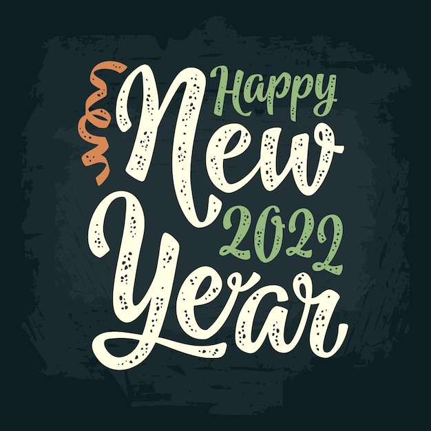 Szczęśliwego Nowego Roku 2022 Napis Z Ilustracji Serpentyn Izolowany Na Ciemnym Tle