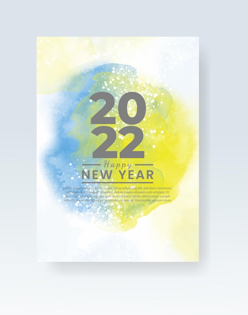 Szczęśliwego Nowego Roku 2022 Plakat Lub Szablon Karty Z Rozbryzgami Akwareli