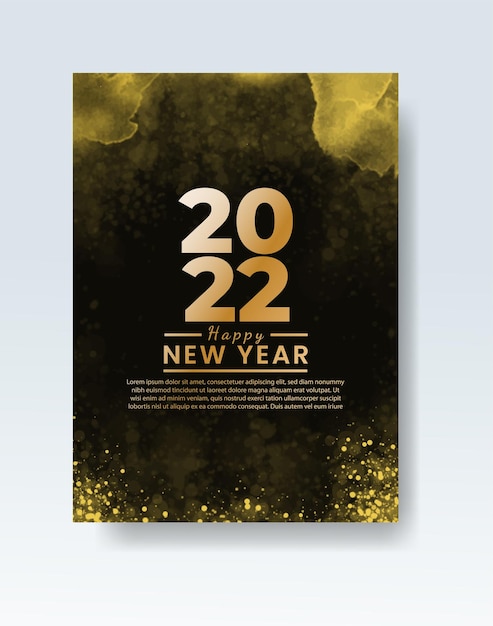 Plik wektorowy szczęśliwego nowego roku 2022 plakat lub szablon karty z rozbryzgami akwareli