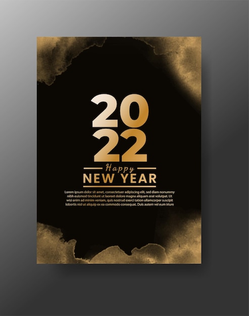 Szczęśliwego Nowego Roku 2022 Plakat Lub Szablon Karty Z Rozbryzgami Akwareli