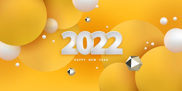 Szczęśliwego Nowego Roku 2022 świąteczne Tło Ze Sferami 3d I Złotymi Wielokątami