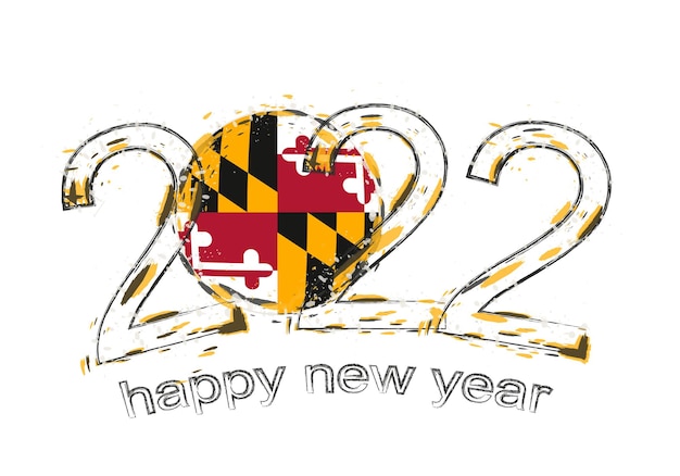 Szczęśliwego Nowego Roku 2022 Z Flagą Maryland.