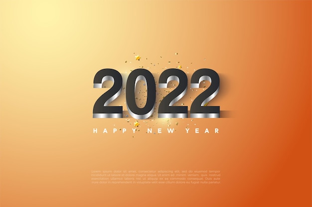 Szczęśliwego Nowego Roku 2022 ze srebrną podszewką z cyframi