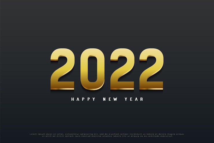 Szczęśliwego nowego roku 2022 ze złotymi numerami 3d ilustracji