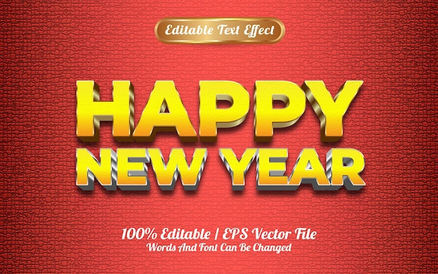 Szczęśliwego Nowego Roku 2022 Złoto-żółty I Srebrno-żółta Tekstura 3d Edytowalny Efekt Tekstowy