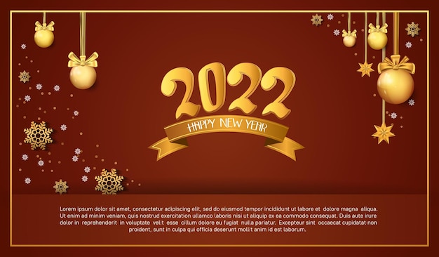 Szczęśliwego Nowego Roku 2022 Złoty Numer Z Brokatem Na Czerwonym Tle Na Uroczystość