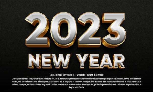 Szczęśliwego Nowego Roku 2023 Edytowalny Efekt Tekstowy W Stylu 3d