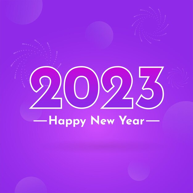 Szczęśliwego nowego roku 2023 fioletowa ilustracja projektu tła