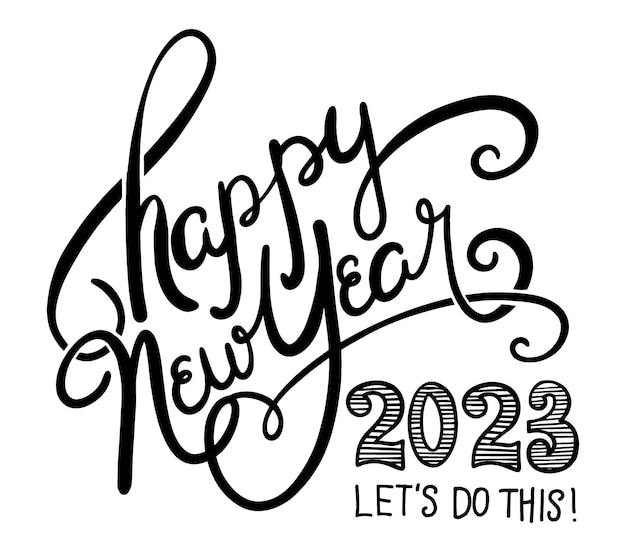 Plik wektorowy szczęśliwego nowego roku 2023 napis z życzeniami