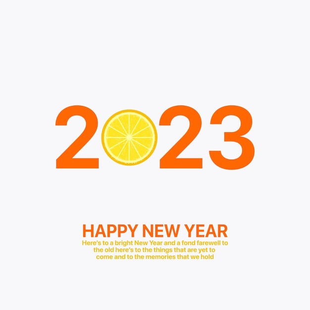 Plik wektorowy szczęśliwego nowego roku 2023 projekt typografii tekstowej z wektorem wolnym od pomarańczy