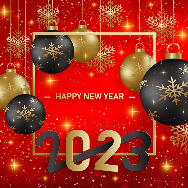 Szczęśliwego Nowego Roku 2023 świąteczny wzór na kolorowym tle