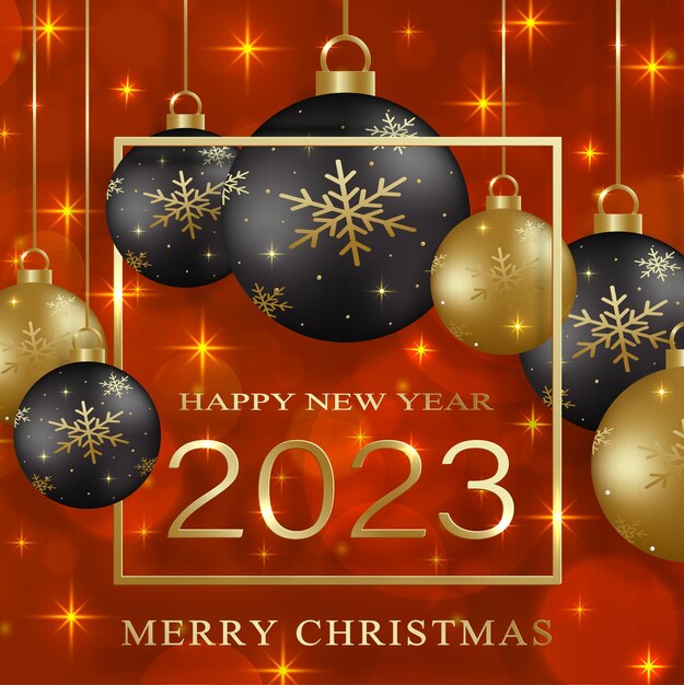 Szczęśliwego Nowego Roku 2023 świąteczny wzór na kolorowym tle