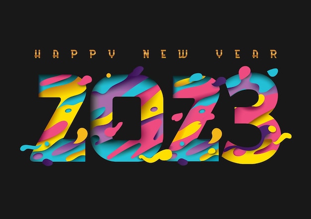 Plik wektorowy szczęśliwego nowego roku 2023 szablon tło wakacje wektor ilustracja numerów cięcia papieru 2023