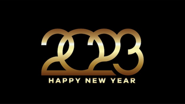 Szczęśliwego Nowego Roku 2023 Tekst Golden 2023 Numer Wektor Odpowiedni Projekt Ilustracji Dla Pozdrowienia Zaproszenia Banery Lub Tła