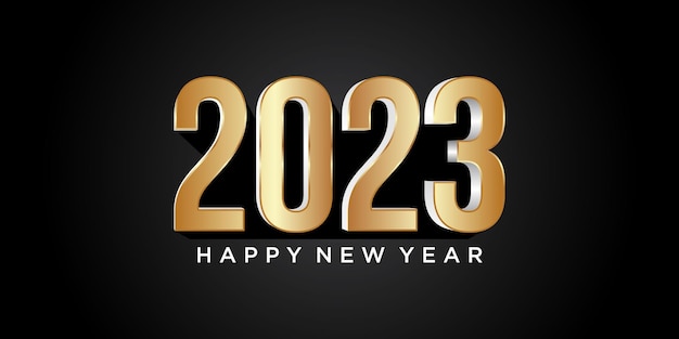 Szczęśliwego nowego roku 2023 tekst typografii szablon wektor projektu