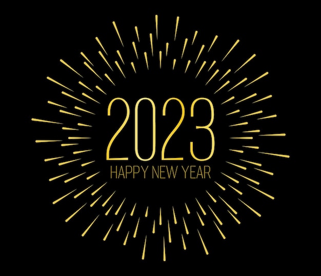 Szczęśliwego Nowego Roku 2023 Tło Z Eleganckimi Złotymi Fajerwerkami Nadaje Się Do Zaproszeń Na Banery Z życzeniami