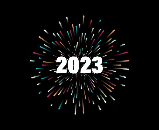 Szczęśliwego Nowego Roku 2023 Wybuch Fajerwerków Ilustracji Wektorowych