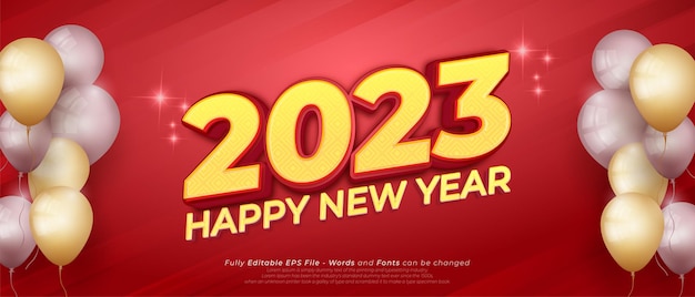 Szczęśliwego Nowego Roku 2023 Z Edytowalnym Trójwymiarowym Stylem Tekstu