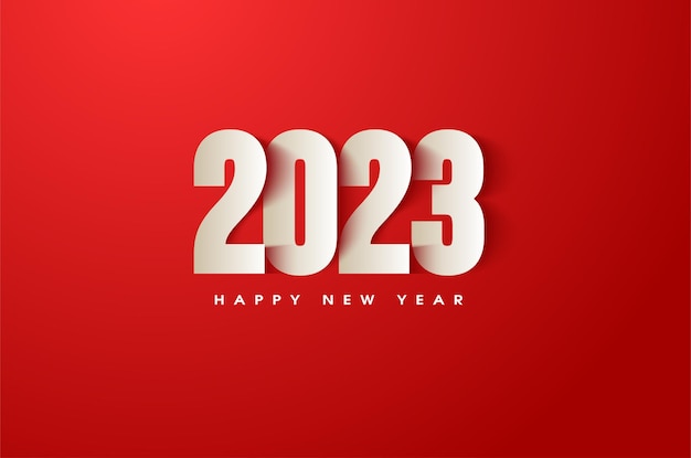 Plik wektorowy szczęśliwego nowego roku 2023 z ułożonymi płaskimi numerami.