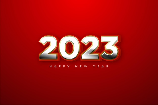 Szczęśliwego Nowego Roku 2023 Ze Srebrnymi Pogrubionymi Cyframi