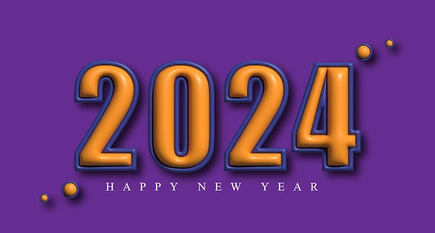 Szczęśliwego Nowego Roku 2024 3D tło kart życzenia