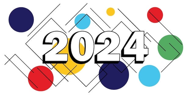 Plik wektorowy szczęśliwego nowego roku 2024 artystyczny banner z nowoczesnym geometrycznym abstrakcyjnym tłem