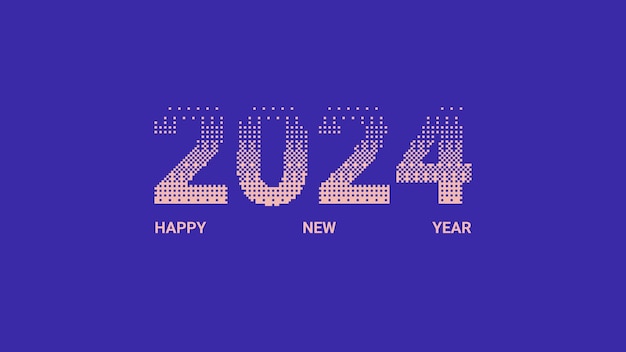 Szczęśliwego Nowego Roku 2024 bitmap retro