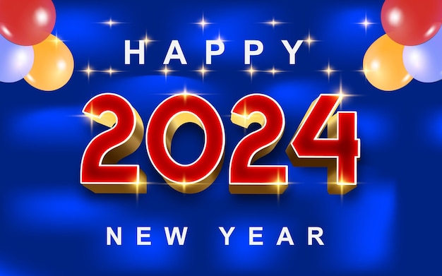 Plik wektorowy szczęśliwego nowego roku 2024 efekt tekstu 3d w pełni edytowalny ilustrator do wektora