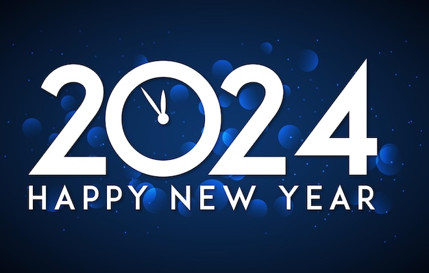 Szczęśliwego Nowego Roku 2024 Pozdrowienia w bokeh bokeh tle
