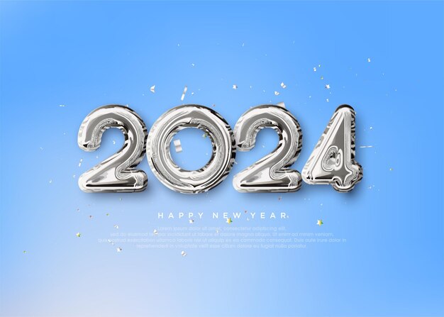 Szczęśliwego Nowego Roku 2024 Realistyczne 3d Balony Numer Plakat Transparent