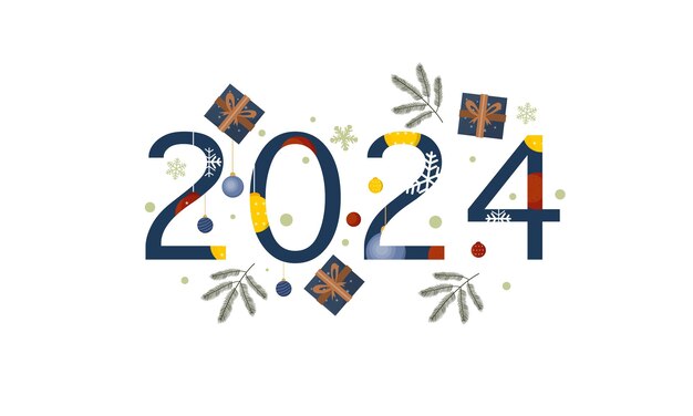 Szczęśliwego Nowego Roku 2024 Uroczystości Wakacje Tło Wektor