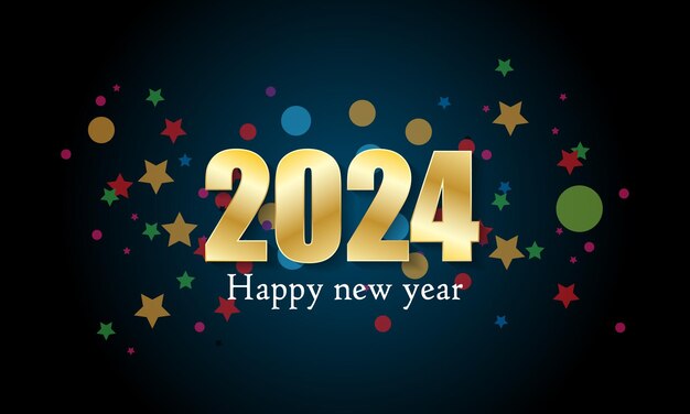 Szczęśliwego Nowego Roku 2024 Złoty Banner